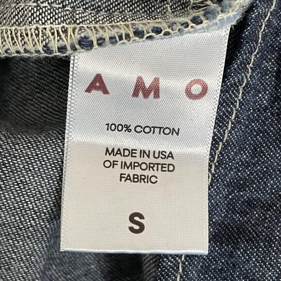 AMO Shirt Dress Womens Small Blue Denim Jean Button Short Sleeve USA Pockets - Picture 10 of 10